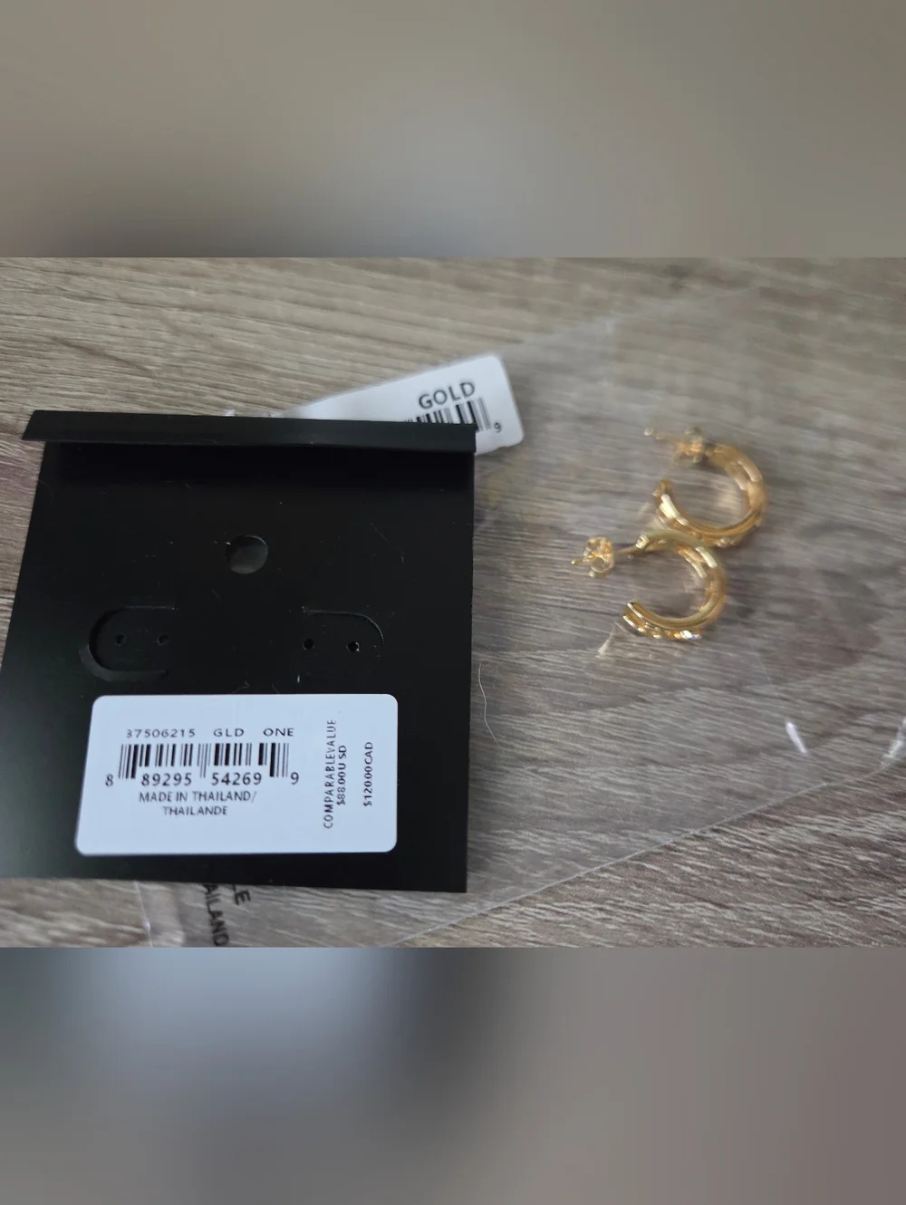 Coach Gold Hoop Earrings with Textured Band - Picture 3 of 3